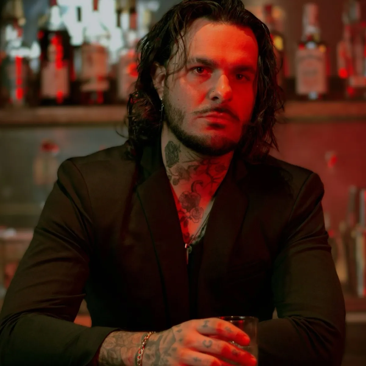 Bartender portrait in red light