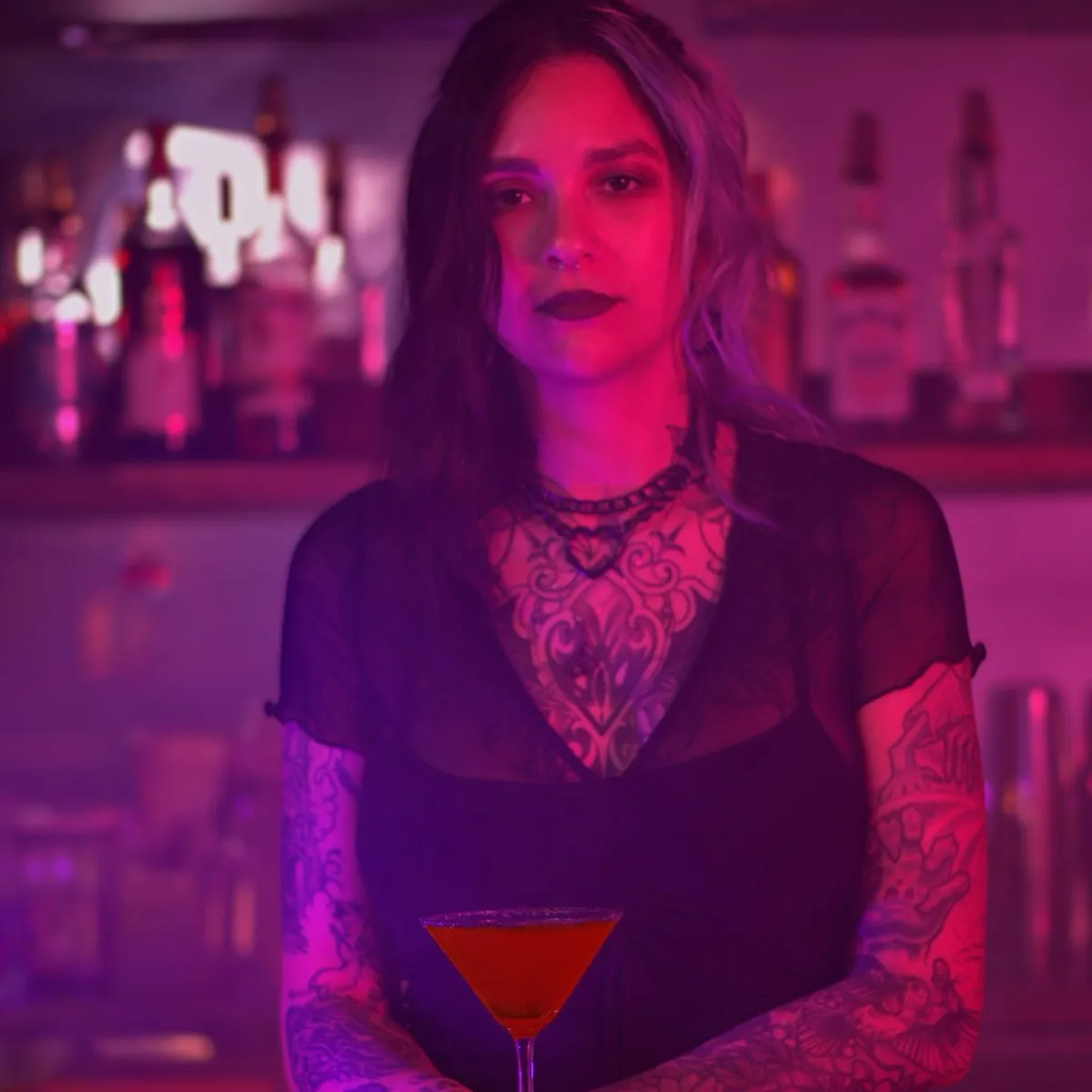 Bartender with cocktail